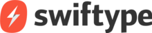 Swiftype логотипінің қара мәтіні және қызыл белгішесі