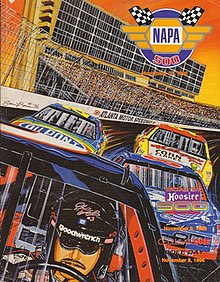 The 1996 NAPA 500 program cover, with artwork by Sam Bass.