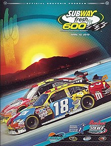 The 2010 Subway Fresh Fit 600 program cover, featuring Kyle Busch and 