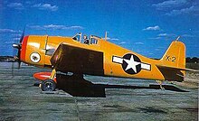 Postwar service: A bright orange F6F-3K target drone F6F target drone.jpg
