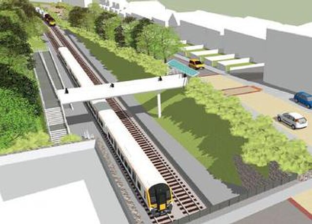 A computer rendering of how a reopened Pill railway station would look, as seen from the south.