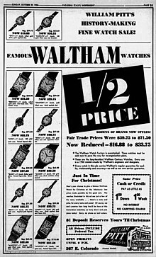 Full page ad touting Waltham Watches finished in 1950 under supervision of federal bankruptcy court. WalthamAd-501022.jpg