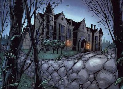 Wayne Manor in Batman and the Outsiders vol. 2, #13 (Jan. 2009). Art by Fernando Dagnino.