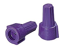 Ideal no. 65 Al-Cu twist-on wire nut with distinctive purple color Wire Nut Ideal No. 65.jpg