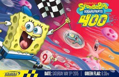 An advertisement for the 2015 SpongeBob SquarePants 400.