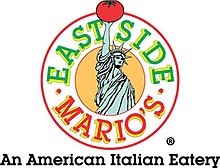 The original logo, including the Statue of Liberty (Liberty Enlightening the World) EastSideMarios.JPG