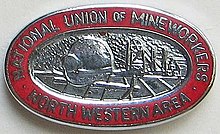Badge of the North West Area NUM North Western Area of the National Union of Mineworkers.jpg