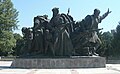 The "Liberators of Skopje" monument, situated next to the government building in Skopje.
