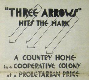 Image from an early brochure promoting the Three Arrows Cooperative Three Arrows Cooperative Society adveritisment material.jpg