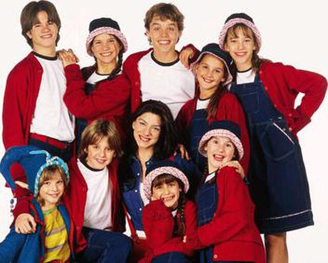 The Chiquititas 2000 (Season Six) main cast. This season was aired in Brazil seven years later as a single story, by SBT.