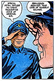 Chop-Chop is given a proper name and uniform; art by Dan Spiegle. Chopchop-spiegle.jpg