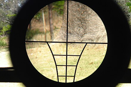 The reticle of a modern crossbow telescopic sight allows the shooter to adjust for different ranges