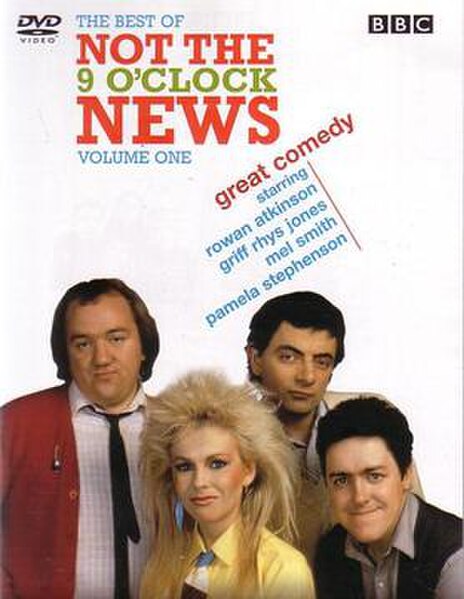 DVD cover. Left to right: Mel Smith, Pamela Stephenson, Rowan Atkinson, and Griff Rhys Jones.