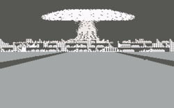 In this sequence, a capital city and its civilian population have been completely destroyed by nuclear weapons. Theatre Europe gameplay 2.png