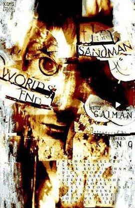 Cover of The Sandman: Worlds' End (1995), trade paperback collected edition, art by Dave McKean
