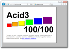 Internet Explorer 9 displaying Acid3, having achieved all 100 possible points Acid3 3.png