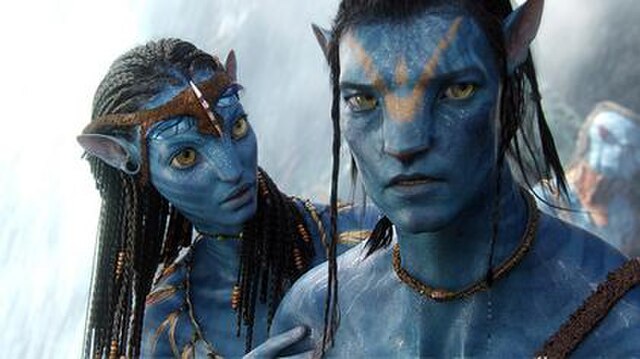 Jake's avatar and Neytiri. One of the inspirations for the look of the Na'vi came from a dream that Cameron's mother had told him about.