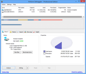 Defraggler defragmenting در ویندوز 8