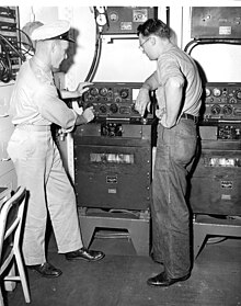 US Navy (T-47/ART-13 Radio Transmitter) training on board the USS Nereus, circa. 1952 USS Nereus 1952.jpg