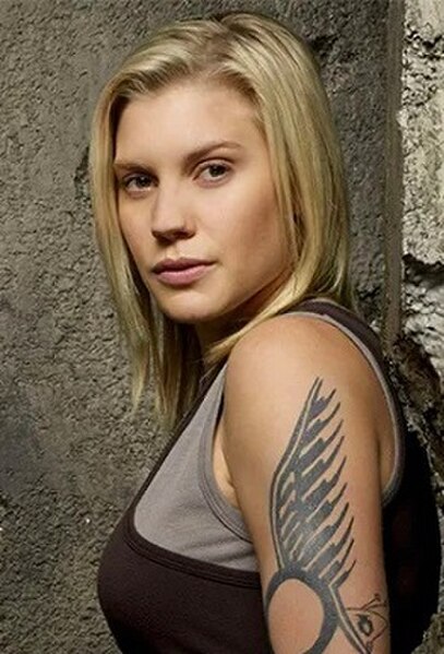 Katee Sackhoff as Kara "Starbuck" Thrace