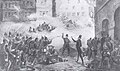 Revolutionary barricades during the 1848 May Uprising in Dresden