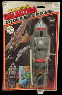 Battlestar Galactica Cylon Bubble Machine in its packaging Battlestar Galactica Cylon Bubble Machine.jpg