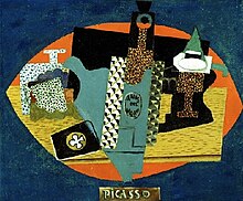 Pablo Picasso, 1916, L'anis del mono (Bottle of Anis del Mono), oil on canvas, 46 x 54.6 cm