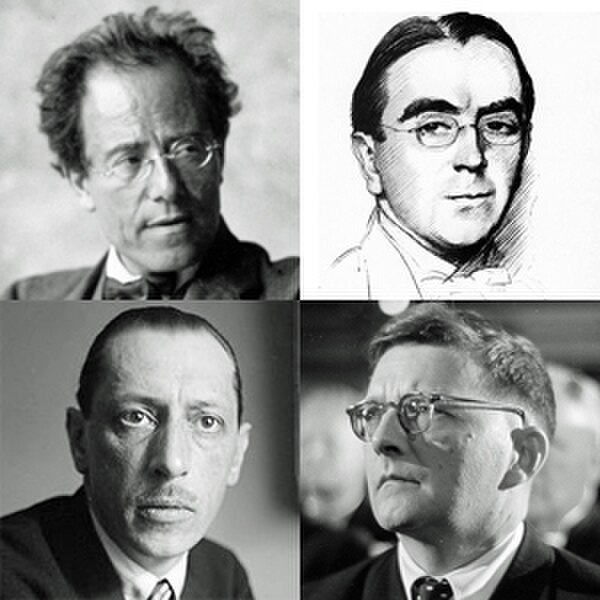 Early influences, clockwise from top left: Mahler, Ireland, Shostakovich, Stravinsky