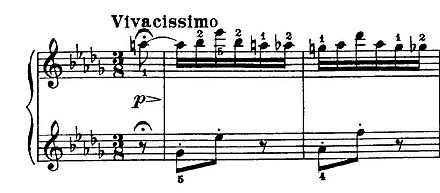 The opening bars of Jean Sibelius's Arabesque (Op.76, No.9).