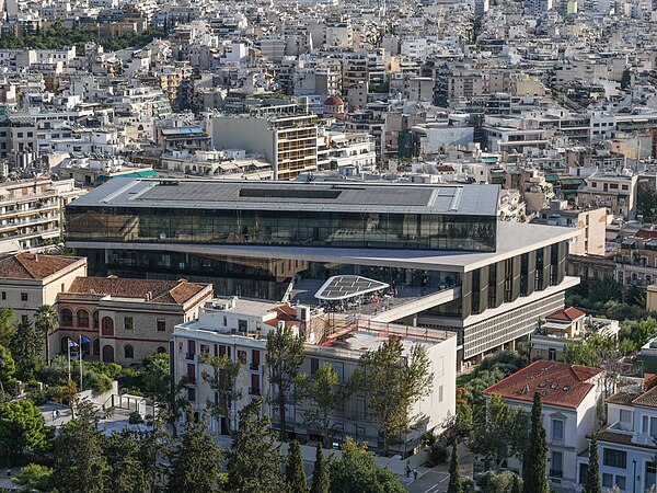 The Acropolis Museum as seen from the top of the Acropolis of Athens