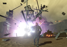 Geo-Mod 2.0 technology was used in the game to create dynamically destructible buildings and environments