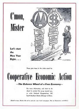 January 1947 Co-op Magazine back cover designed as a promotional poster