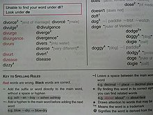 Sample of a spelling dictionary taken from Berlitz Spell it Right Dictionary Photo of Berlitz Spell it Right Dictionary.jpg