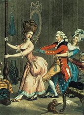 Tight Lacing, or Fashion Before Ease, an early-1770s satirical drawing by John Collet Tight lacing.jpg