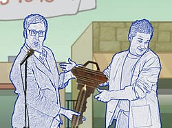 Main characters the Mayor (left) and Tom Peters Tom mayor.jpg