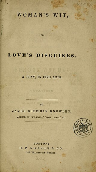 <i>Womans Wit</i> (Knowles play) 1838 play