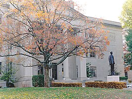 A statue of Dr. Henry Hardin Cherry, WKU's founder, stands at the top of The Hill, in front of Cherry Hall Cherryfall.jpg