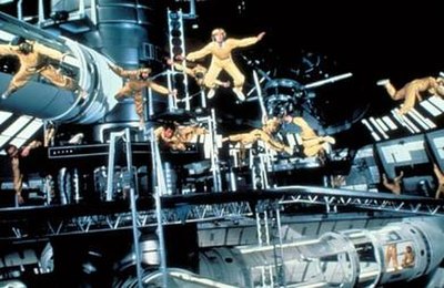 The climax of the film with the laser battle on Drax's space station. Moonraker holds the world record for the largest number of zero gravity wires in