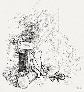 Winnie-the-Pooh, also called Pooh Bear and Pooh, is a fictional anthropomorphic teddy bear created by English author A. A. Milne and English illustrator E. H. Shepard.
