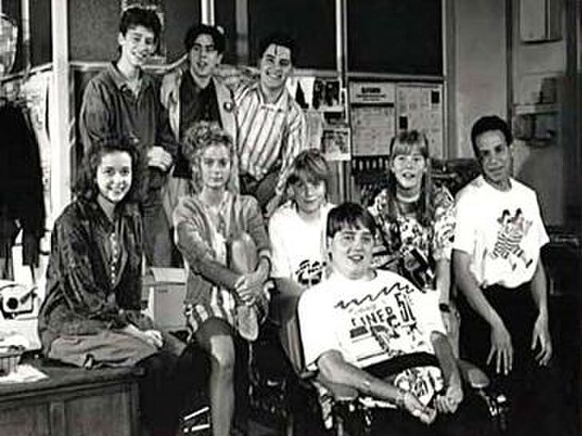 The cast of Press Gang in a publicity photograph