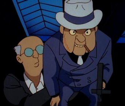 The Ventriloquist and Scarface as they appear in Batman: The Animated Series.