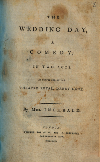 <i>The Wedding Day</i> (play) 1794 play