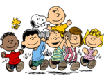 '''The ''Peanuts'' gang'''<br/>'''Top row left to right:''' [[Woodstock (Peanuts)|Woodstock]], [[Snoopy]], [[Charlie Brown]]<br/>'''Bottom row left to right:''' [[Franklin (Peanuts)|Franklin]], [[Lucy Van Pelt]], [[Linus Van Pelt]], [[Peppermint Patty]], [[Sally Brown]]