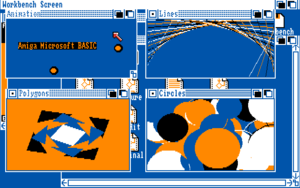 AmigaBASIC running the "Demo" program