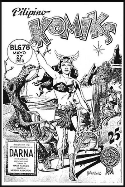 Cover of Darna Pilipino Komiks #78 (May 1950). Art by Nestor Redondo.