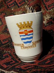 King George VI & Queen Elizabeth commemorative ceramic mug, May 1937, J. & G. Meakin for London County Council. King George VI & Queen Elizabeth commemorative ceramic mug, May 1937, J & G Meakin for London County Council.jpg