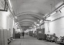 Tunnel in use as a mushroom farm in 1974 Tunnel at RAF Harpur Hill in 1974.jpg