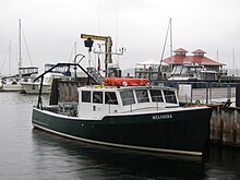 UVM research vessel docked near ECHO Aquarium, in Burlington harbor along Lake Champlain Uvmboat.JPG