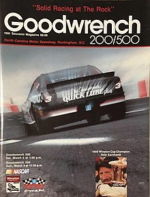 The 1991 GM Goodwrench 500 program cover, featuring Dale Earnhardt.