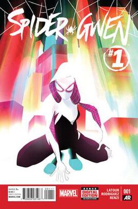 Spider-Gwen #1 (Feb. 2015), cover art by Robbi Rodriguez